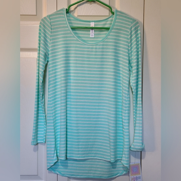 LuLaRoe Tops - NWT LuLaRoe Lynnae Ribbed Sweater T Long Sleeves Mint Green Stripe Size XS